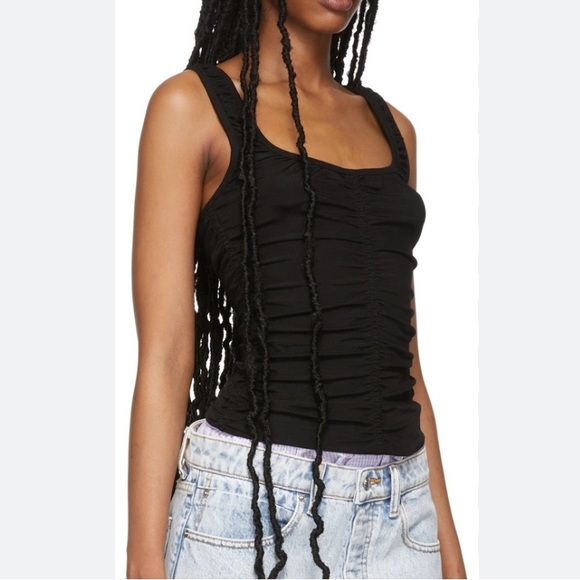 Alexander Wang Ruched Black Tank Top - Picture 1 of 10